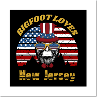 Bigfoot loves America and New Jersey Posters and Art